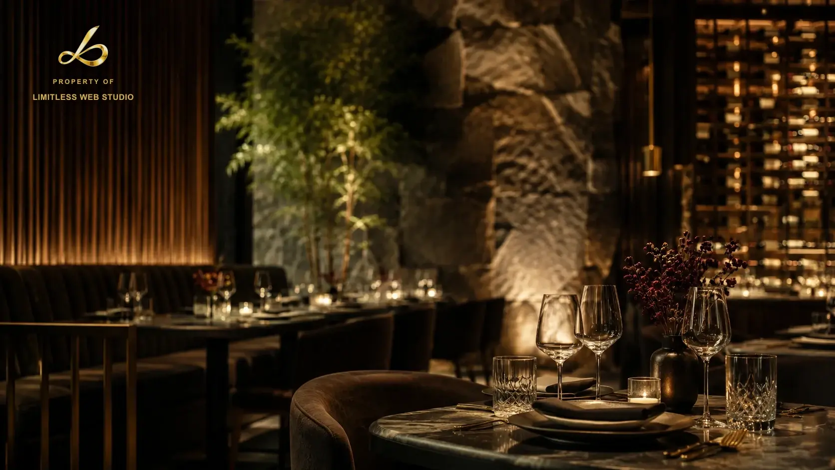 High end restaurant, example custom website concept